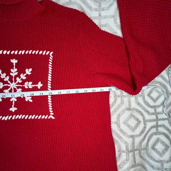 Ann Taylor Sweater knit Pullover‎ turtleneck ugly tacky holiday snowflake size M - Picture 6 of 7